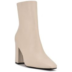 Look your best in the NINE WEST Women's Adea Medium Heeled Zipper Closure Leather Boots. Crafted from leather and featuring a zipper closure, these boots are perfect for dressy occasions like work or dinner dates. The cream color ensures you'll look stylish no matter what you pair them with. Size: Women 9.5.  Color: Off-White.  Gender: female.  Age Group: adult. Ivory Boots, Trend Products, Chelsea Rain Boots, Dinner Dates, Off White Shoes, Womens Combat Boots, Womens Rain Boots, Leather Man, Slouched Boots