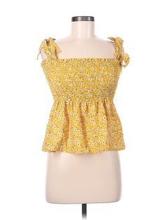 Assorted Brands Sleeveless Blouse Size: Medium Tops - used. 100% POLYESTER | Sleeveless Blouse: Yellow Tops - Size Medium Cheap Yellow Sleeveless Blouse Tank Top, Yellow Top, Sleeveless Blouse, Small Tops, Sleeveless Top, Women Handbags, Womens Tops, Yellow, Clothes