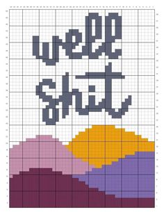 a cross - stitch pattern with the words new year's eve and mountains on it