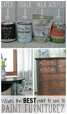 four different types of furniture with the words what's the best paint to use to paint furniture?