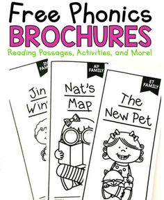 three free phonics brochures for reading passages, activities and more