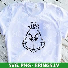 the grin face is drawn on a t - shirt that says svg, png - brings lv