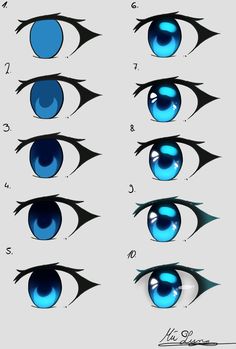 blue eyes with different shapes and sizes