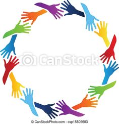 multicolored hands arranged in a circle on a white background - csp968