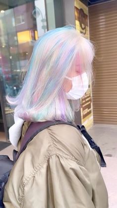 Cotton Candy Hair Color Pastels, Interesting Hair Color Ideas, Blonde Colorful Hair, Blonde Hair Pastel Highlights, Platunim Blonde Hair, Temporary Hair Dye Ideas, Pastel Hair Aesthetic, Pastel Dyed Hair, Iridescent Hair Color