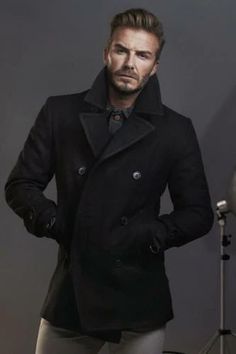 David Beckham Wool Coat David Beckham Style, Wings Png, Mens Wool Coats, Wool Pea Coat, Men With Street Style, Kevin Hart, Big Muscles, Wool Peacoat, Mens Winter Fashion