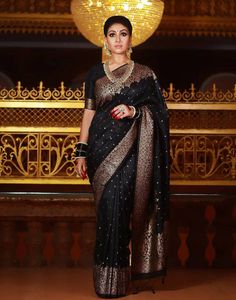 Type: Saree Saree Color: Black Blouse Color: Black Saree Length: 6.3 Mtrs( With Blouse ) Blouse Length: 0.80 Mtr Fabric: Banarasi Silk Work: Copper Zari Weaving Care Instruction: Hand Wash Product Code: 68524 Black Banarasi Saree, Banarasi Silk Saree, Unique Blouse, Saree Look, Traditional Sarees