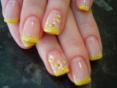 Yellow French Tip, Acrylic Nails Yellow, Yellow French, Yellow Nail Art, Yellow Nails Design, Natural Nail Art, Manikur Kuku, French Manicure Nails, French Tip Acrylic Nails