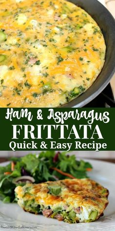 ham and asparagus frittata with quick & easy recipe on the side