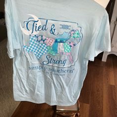 Light Blue Ss Tee Blue Crew Neck Shirt For Spring, Preppy Logo, Simply Southern Shorts, Save The Sea Turtles, Refuse To Sink, Vans Shorts, Simply Southern Shirts, Southern Tshirts, Southern Shirt