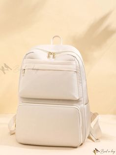 Bird in Bag - Elegant Women's Nylon Backpack With Multiple Compartments Student Nylon Backpack With Zipper Closure, Beige Nylon Bags For School, Beige Nylon School Bags, Large Capacity Beige Nylon Backpack, Beige Nylon Bag For Back To School, Beige Rectangular Nylon Backpack, Beige Nylon Standard Backpack, Nylon Softback Bag For Students, Beige Nylon Backpack