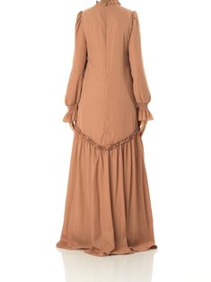 Get lost in all the dreamy details of the Kabayare Heart of Marigold long sleeve maxi dress This dress will have you stylishly satisfied in every way! High neck and with teared hem details. Fully lined. For extra modesty go up one size. Chiffon fabric 59inch long Machine washable