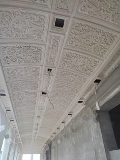 the ceiling is covered in white paint