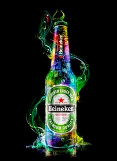 an illuminated beer bottle in the shape of a lizard