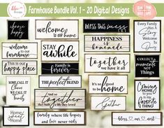 the farmhouse house bundle includes 20 signs, including one for each sign and two for each other