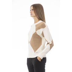 Infuse timeless elegance into your wardrobe with the Baldinini Trend boat neck sweater, a perfect blend of luxury and comfort. Crafted with an exquisite mix of materials, this sweater features long sleeves, a textured ribbed neck, and snug wrist cuffs to create a silhouette that’s both flattering and versatile. The beige hue exudes understated chic, while the signature monogram in lustrous metal adds an exclusive touch of designer flair. Whether dressed up or down, it epitomizes the sophisticati Boat Neck Sweater, Sweater Trends, Boatneck Sweater, Women Sweater, Vest Outfits, Dress With Cardigan, Seychelles, Clothes Collection, Sweater Sleeves