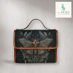 Vintage Gothic Moth Dark Academia Messenger Bag Alternative Alt Outfit Goth College School Tablet Bag Retro Butterfly Shoulder Nature Forest  Purse Crossbody Cottage Core  Please scroll down and continue reading             This bag is crafted from high-grade tarpaulin, designed with women in mind. It measures 10.8"(L) x 4.13"(W) x 7.87"(H) and showcases all-over printing. The edges, handles, and shoulder straps are neatly finished in black, with khaki stitching adding a touch of elegance. Inside, you'll find two pockets for small items and a zippered pocket for secure storage. The removable and adjustable shoulder straps offer flexibility in how you choose to carry it, ensuring comfort and convenience. KEY FACTS - Material: High-grade tarpaulin (canvas or polyester coated with polyurethan Gothic Brown Bag, Gothic Brown Bag For Everyday Use, Gothic Moth, Retro Butterfly, Business Briefcase, Witchy Fashion, Tablet Bag, College School, Travel Handbags