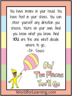 the dr seuss poem with an image of a person holding a balloon