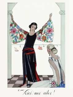 Voici mes ailes! by George Barbier - Fineart photography by Art Classics 1923 Fashion, French Art Deco Posters, Fabric Reference, Bridge Cards, Poster Art Deco, French Illustration, Art Deco Wall Art