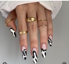 Black White Red Nails, Classy Black And White Nails, Matte Nails Glitter, Monochrome Nails, Black And White Nail, Black And White Nail Designs, Black And White Nails, Zebra Print Nails, Crazy Nail Designs