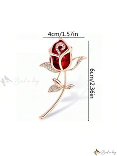 Bird in Bag - Exquisite Romantic Red Rose & Rhinestone Decor Flower Brooch - Elegant Bag Accessory for Daily Casual or Business Occasions Elegant Flower Brooch For Valentine's Day, Elegant Flower Brooches For Valentine's Day, Elegant Bags, Rhinestone Decor, Writing Numbers, Butterfly Brooch, First Contact, Bird In Bag, Flower Brooch