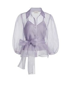 Elegant long sleeve organza blouse. Transparent organza image 2 Organza Tops, Organza Styles, Organza Jacket, Organza Shirt, Organza Blouse, Organza Top, Cinq A Sept, Organza Fabric, Satin Top