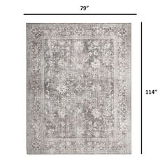 the area rug is shown with measurements for size and width, including an area rug that has