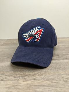 Vintage 90's California Angels Velcro Strapback Hat Cap. Has fading, spots, discoloring on headband and other wear. NO holes. In good vintage condition... Ready To Wear One Size Fits Most. Cotton Snapback Baseball Cap For Fans, Vintage Blue Cotton Dad Hat, Casual Cotton Baseball Cap Fan Merchandise, Casual Cotton Baseball Cap For Fans, Vintage Baseball Cap With Curved Brim For Fan Gear, Vintage Curved Brim Baseball Cap For Fan Gear, Cotton Baseball Cap For Fans During Baseball Season, Vintage Sports Baseball Cap With Curved Bill, Vintage Curved Bill Baseball Cap For Sports