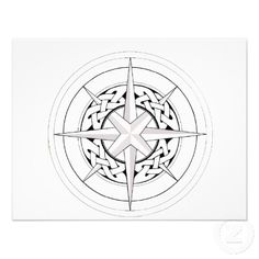 a black and white drawing of a star in the middle of a circle with an intricate design