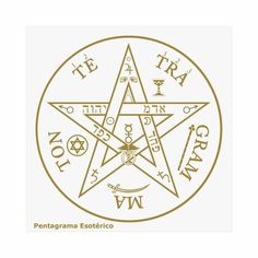 the pentagramma esotrico is shown in gold on white paper with black lettering