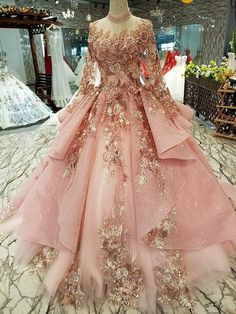 Embroidery Simple, Sleeve Embroidery, 파티 드레스, Simple Luxury, Fantasy Gowns, فستان سهرة, Beauty Dress, Quince Dresses, Pink Long Sleeve