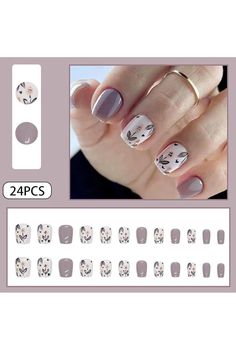 WAFOLOZE Square Press on Nails Short Fake Nails White False Nails with Retro Small Flower Press ons Designs Acrylic Nails Press on Artificial Nails Stick on Nails for Women 24Pcs, #AD, ##Pcs, #Sponsored, #Retro, #Square, #Press Fake Nails White, Square Press On Nails, Short Fake Nails, Flower Press, Press On Nails Short, Nails Press, Diy Fashion Accessories, Nails White, Nails For Women