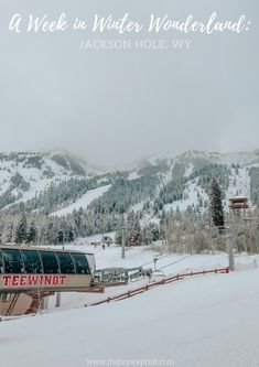 there is a train that is going down the tracks in the snow and mountains behind it