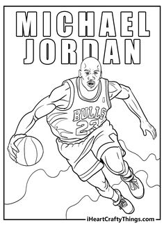 michael jordan basketball coloring page with the name michael jordan on it and an image of him running