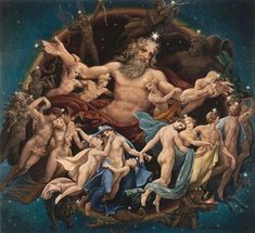 Uranus and the Dance of the Stars by Karl Friedrich Schinkel 1834 Hesiod Theogony, Karl Friedrich Schinkel, Giorgio Vasari, Berlin Museum, Roman Gods, Greek Mythology Art, Roman Mythology