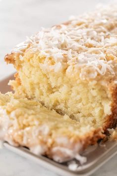 a close up of a piece of cake on a plate