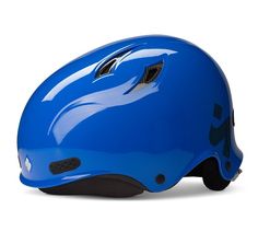 a blue helmet is shown on a white background