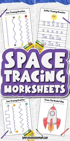 space tracking worksheets for kids to practice handwriting and numbers with the help of their teacher