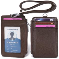 an id card case with a lanyard attached to it and a lanyard hanging from the front