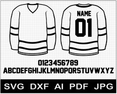 an ice hockey jersey with the name and number on it, in black and white