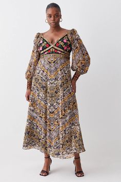 Plus Size Baroque Embroidered And Bead Midi Dress | Karen Millen Unique Prom Dresses, Wedding Guest Dresses, Karen Millen, Fashion Face, Guest Dresses, Wedding Guest Dress, Dress Collection, Wedding Guest, Prom Dresses