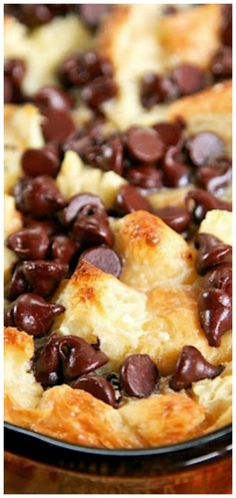 a close up of a plate of food with chocolate chips