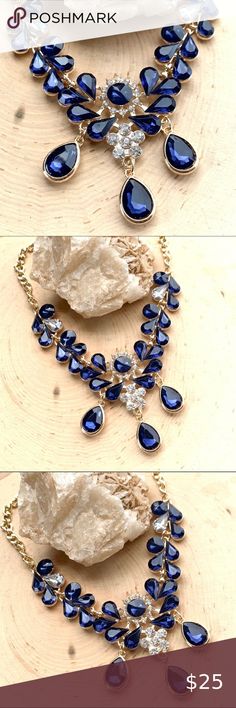 Beautiful Navy Blue Crystal Rhinestones Necklace Beautiful Navy Blue Crystal Rhinestones Necklace. Brand New Never been worn. Jewelry Necklaces Elegant Blue Crystal Necklaces For Parties, Blue Crystal Necklaces For Party, Blue Crystal Rhinestone Costume Necklace, Elegant Blue Crystal Necklace For Party, Elegant Blue Crystal Necklace, Blue Crystal Necklace For Party, Elegant Blue Rhinestone Necklace With Sparkling Stones, Elegant Blue Crystal Rhinestone Necklace, Blue Crystal Party Necklace