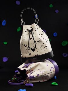 Shape: Bucket Pattern Type: Dot Main Material: Genuine Leather Lining Material: Cotton Hardness: HARD Gender: WOMEN Exterior: Solid Bag Closure Type: STRING Bucket Bags, Bags Aesthetic, Leather Bucket Bag, Purple Bags, Leather Bucket, Designer Style, Leather Design, Luxury Branding, Bucket Bag