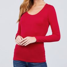 Favorite Scoop Neck Tee in Red This long sleeve tee is delightfully basic. Perfect for layering! Super soft and comfy. 95% Cotton / 5% Spandex Baby Garments, Scoop Neck Tee, Sophisticated Style, Maternity Clothes, Long Sleeve Tee, Scoop Neckline, Womens Tees, Bell Sleeve Top, Scoop Neck