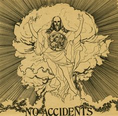 an advertisement for no accident's, with the image of jesus surrounded by clouds