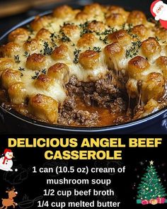 delicious angel beef casserole recipe with instructions for christmas dinner or appetizer