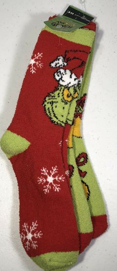 Dr Seuss The Grinch Grinchmas Adult Holiday Crew Socks 2 Pair. Multicolor Christmas Socks For Stocking Stuffers, Dr Seuss The Grinch, The Grinch, Dr Seuss, Grinch, Crew Socks, Christmas Stockings, Stockings, Socks