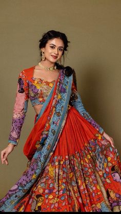 Kalamkari Blouse Designs With Boat Neck, Langavoni Blouse Designs, Lehenga Designs Kalamkari, Latest Traditional Blouse Designs, Lehenga Models For Stitching, Langavoni Designs, Trending Half Sarees, Langa Voni Half Saree Function