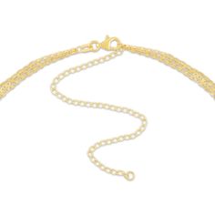 Dress to impress with this three-strand solid Valentino chain necklace. Crafted in 14K yellow gold Three lengths of Valentino chain create a layered look Chain width is 1.25mm With 18-inch, 18.5-inch and 19-inch lengths, the adjustable necklace secures with a lobster clasp Adjustable Necklace, Layered Look, Lobster Clasp, Dress To Impress, Chain Necklace, Yellow Gold, Chain, Yellow, Gold